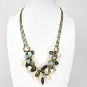 Talbots Princess Necklace Chunky Glass Bead Charm Multi Strand NWT